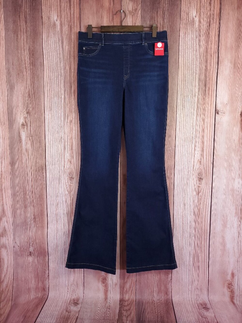 NWT Spanx Flare Jeans Womens XL Tall Pull On Denim Stretch Blue 20327T